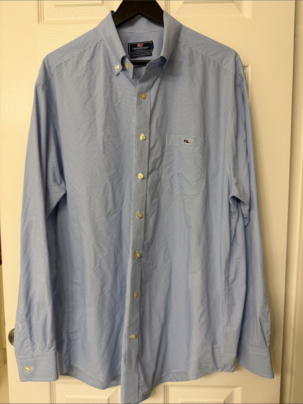 Vineyard Vines Light Blue Micro-Check Button-Down Shirt